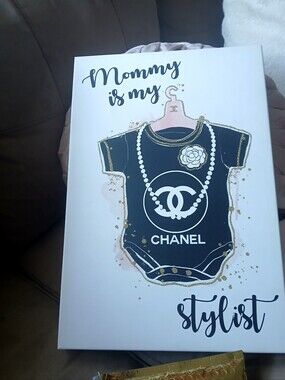 CHANEL Black Graphic Baby Onesie Wall Art